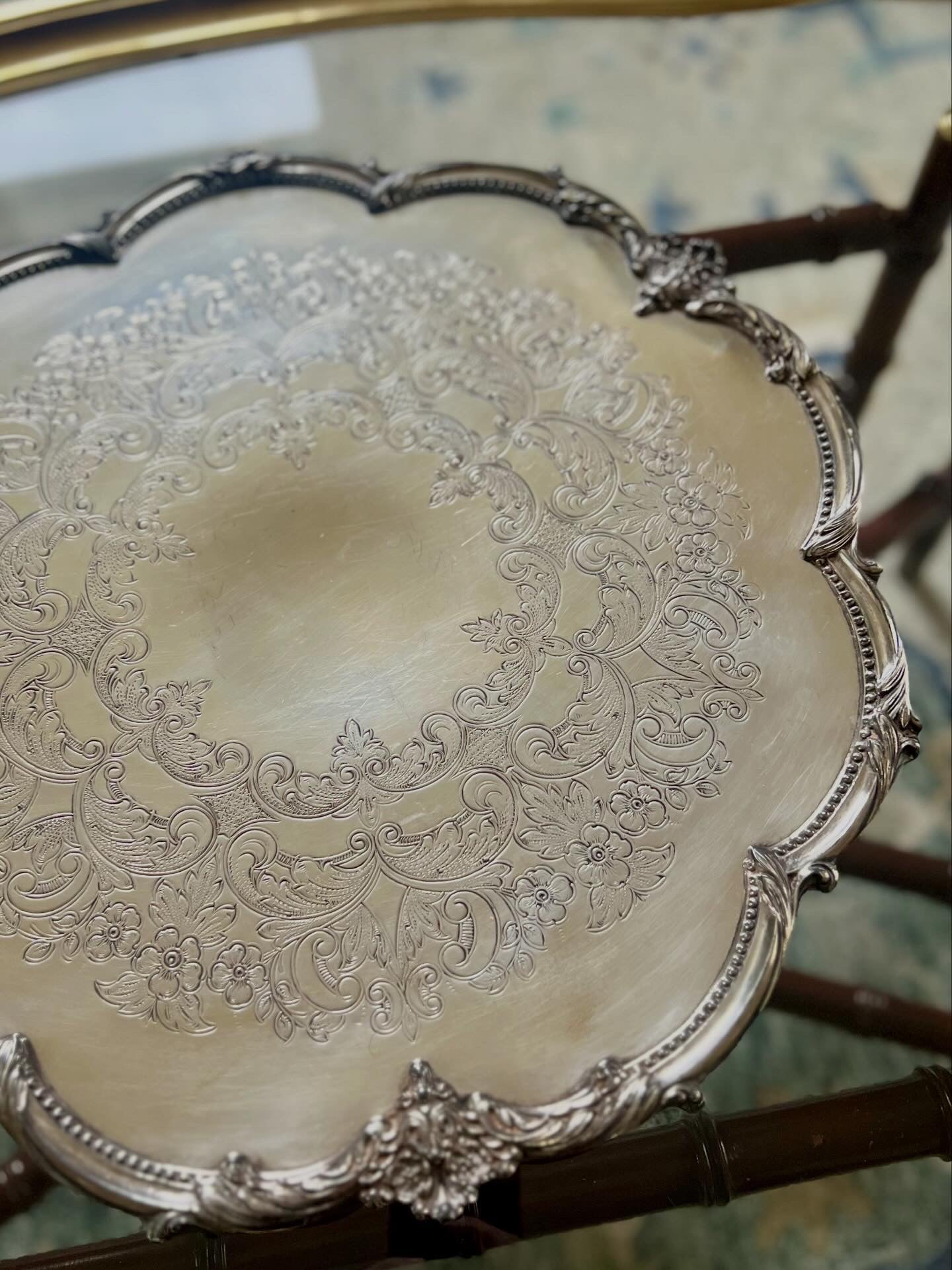 English Sheffield Scalloped Tray