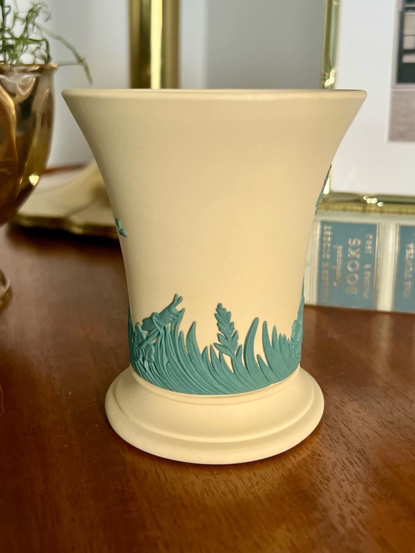 Wedgwood Teal on Yellow Primeose Vase