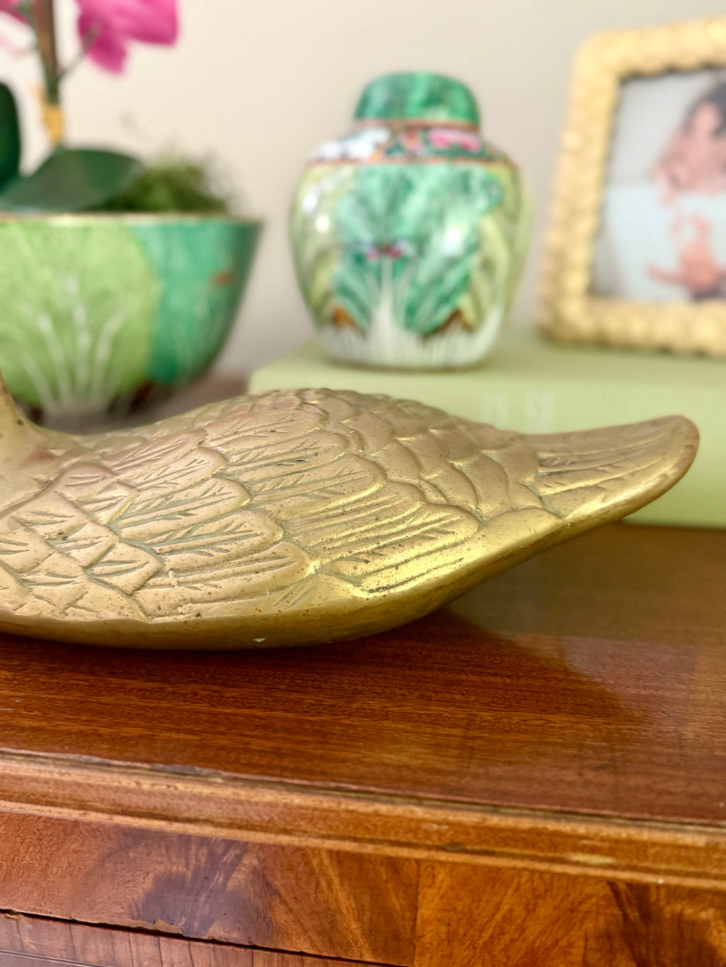 Large Solid Brass Duck