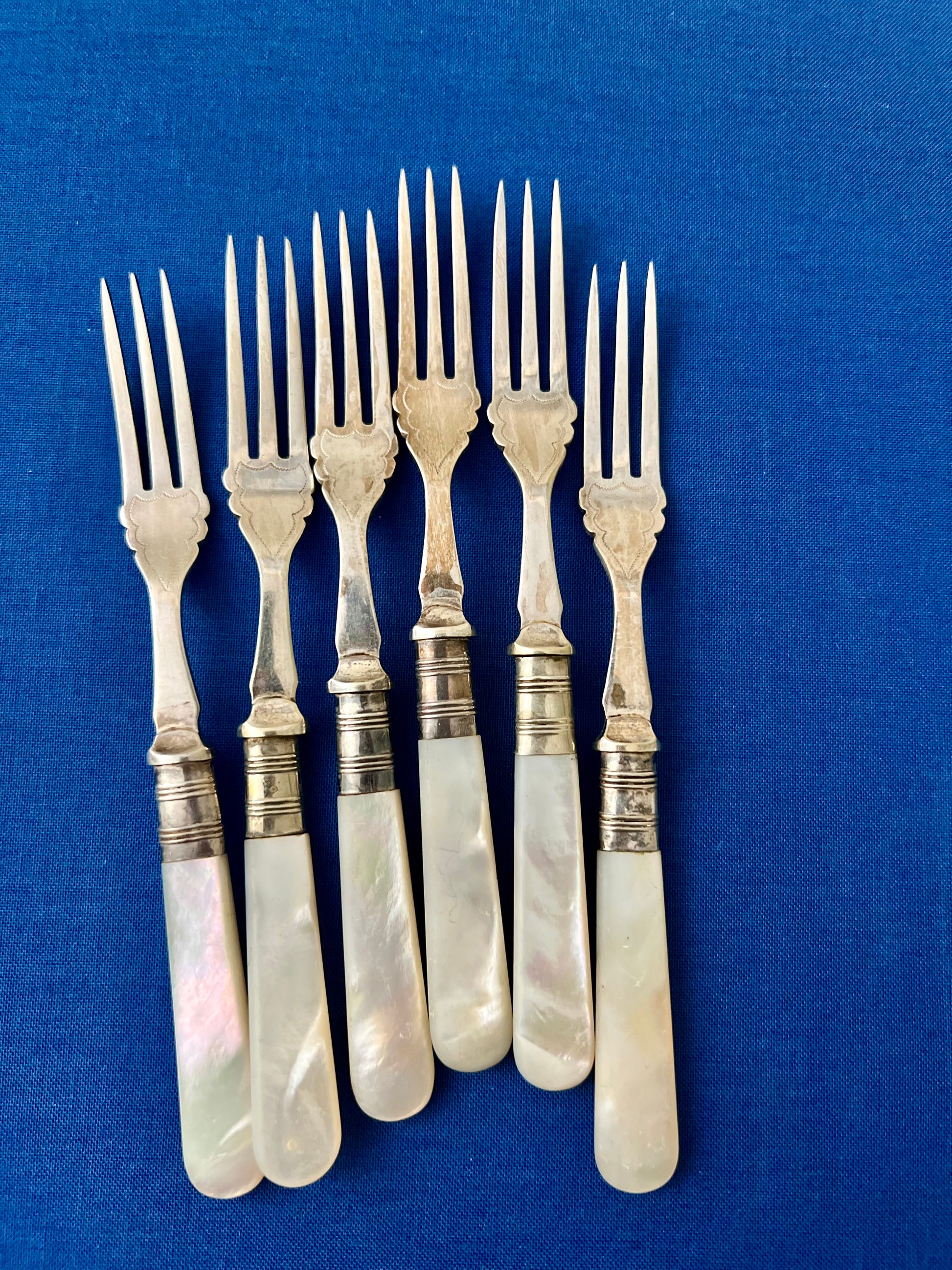 Set of Six Antique Mother of Pearl Forks