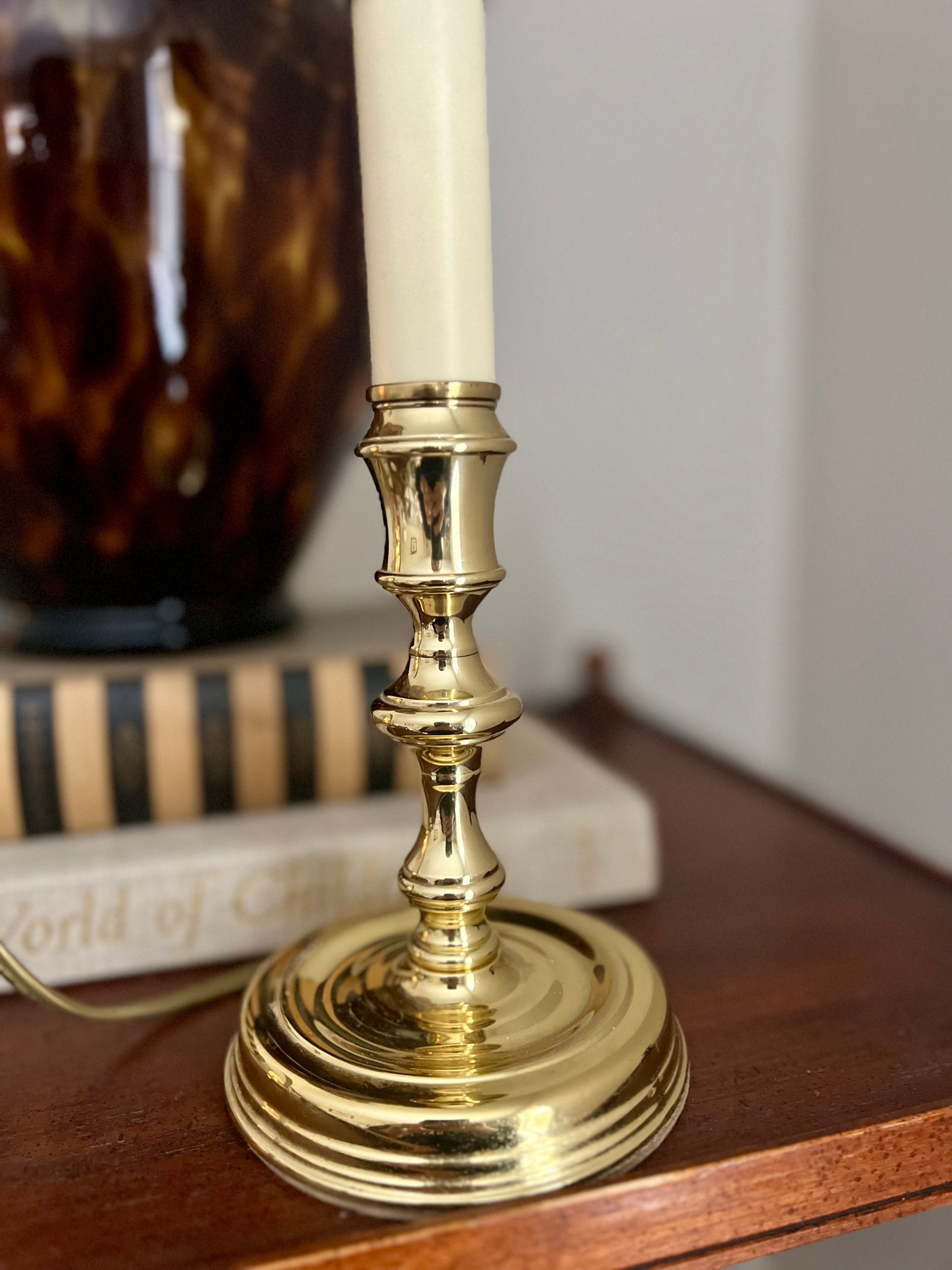 Brass Baldwin Candlestick Lamp