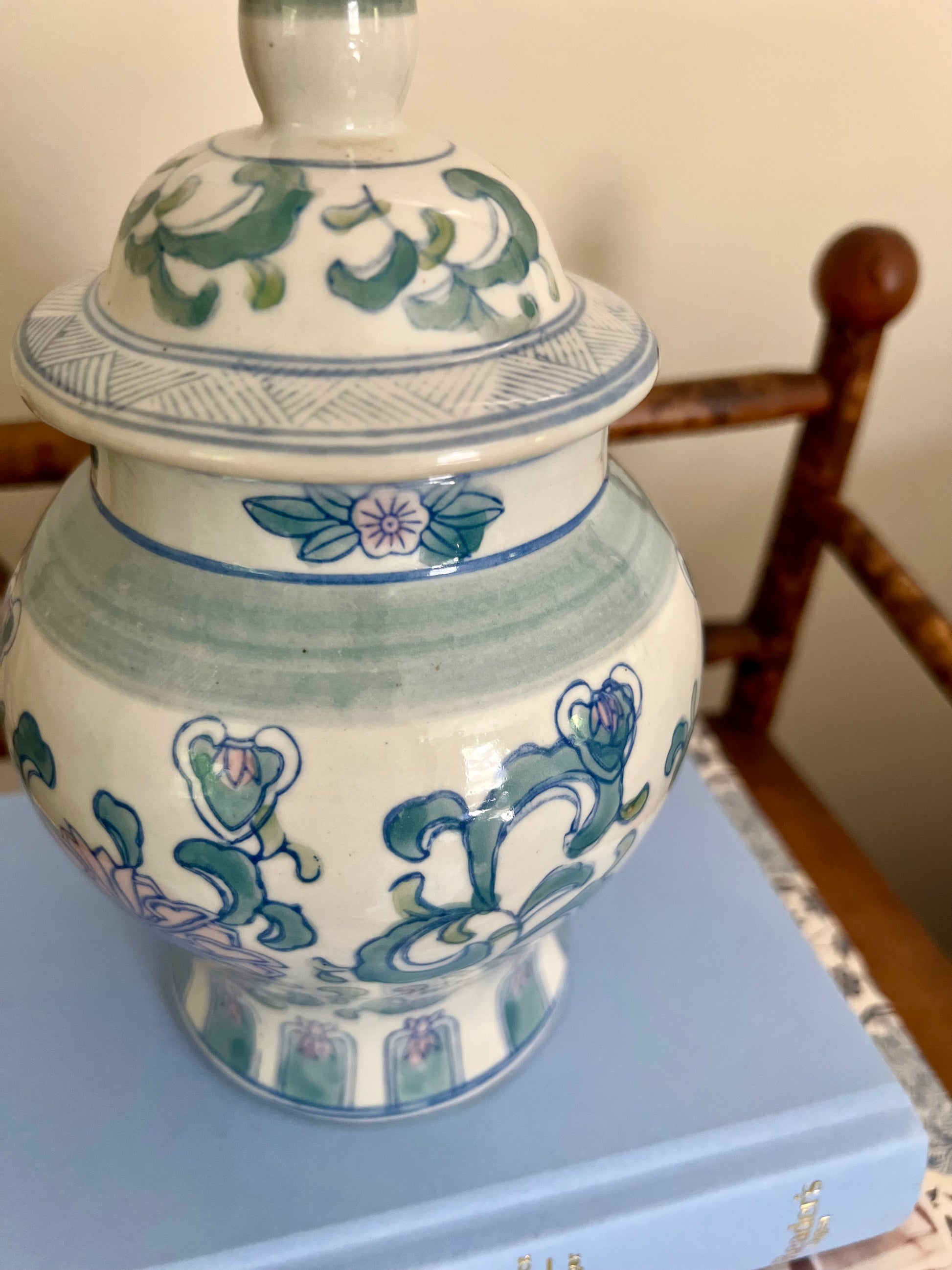 Pink and Blue Chinoiserie Ginger Jar