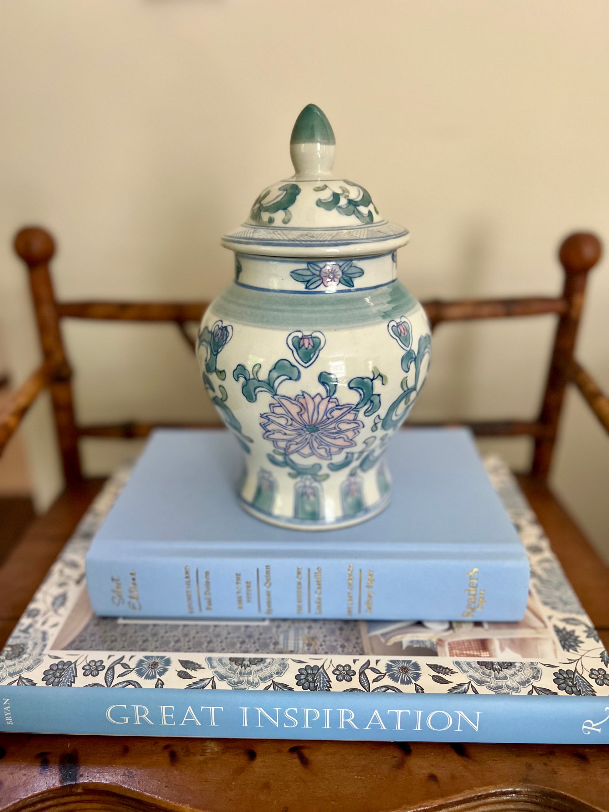 Pink and Blue Chinoiserie Ginger Jar