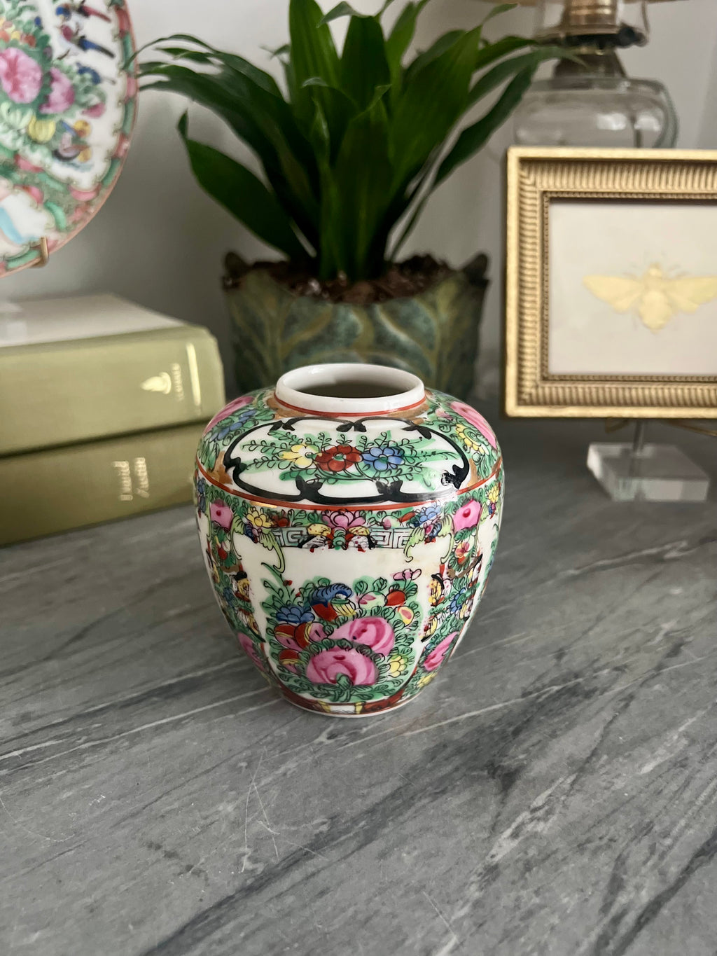 Lidless Vintage Rose Canton Ginger Jar