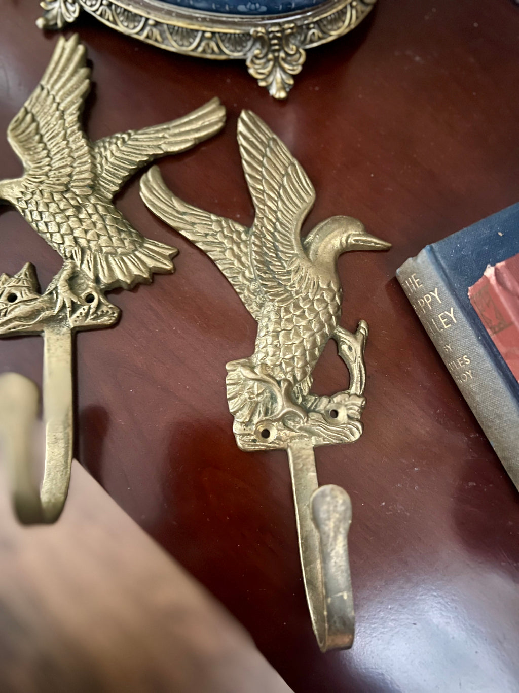 Pair of Brass Geese Wall Hooks