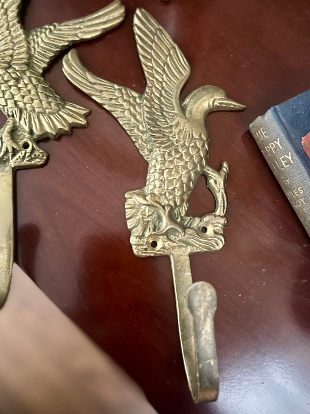 Pair of Brass Geese Wall Hooks