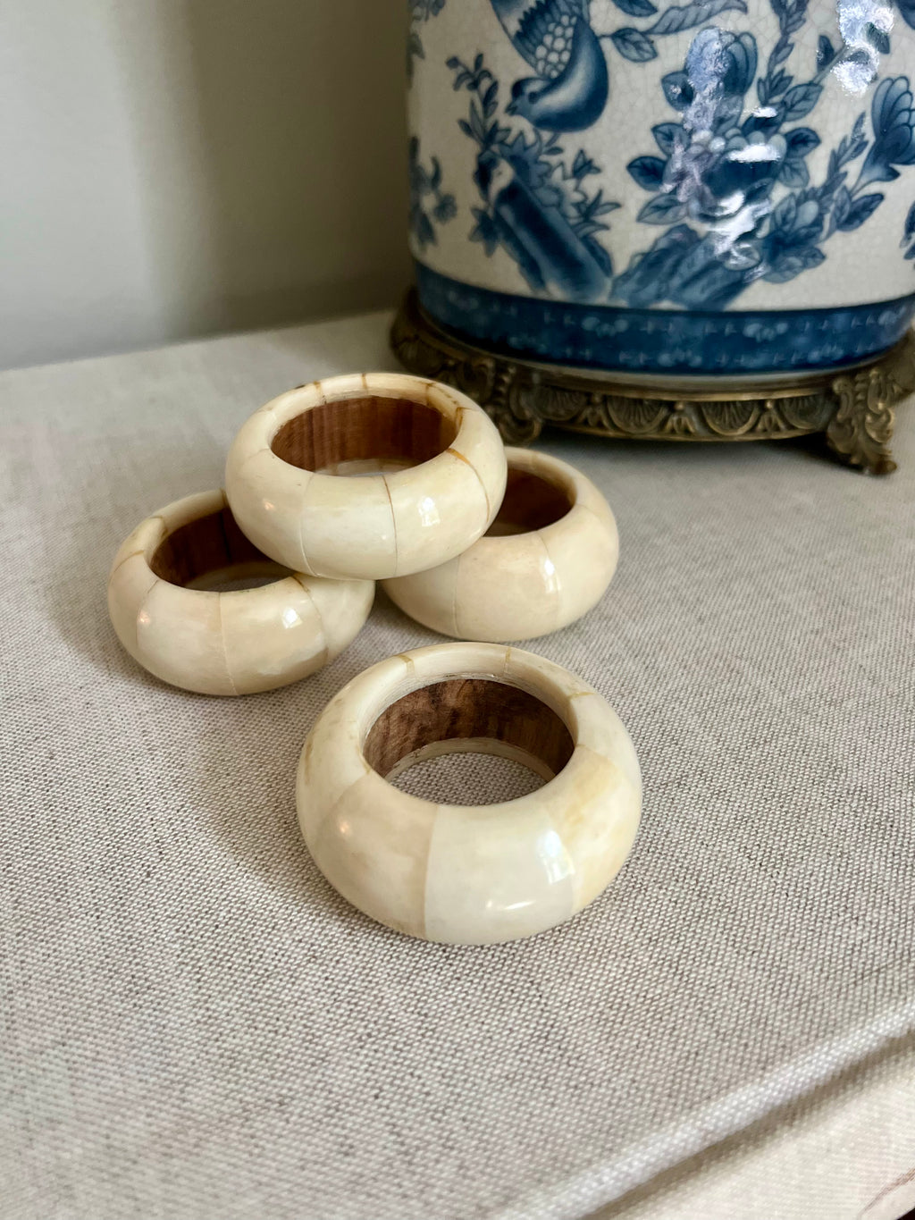 Set of Four Bone Napkin Rings