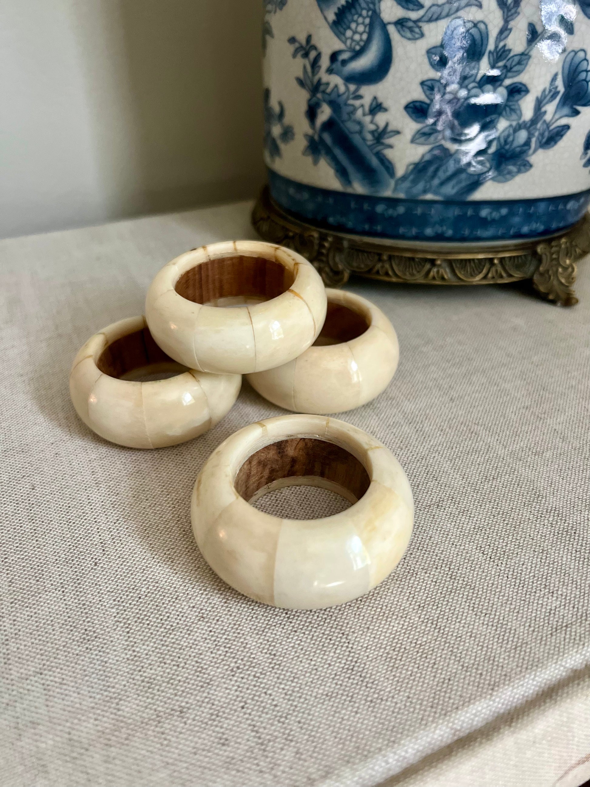 Set of Four Bone Napkin Rings