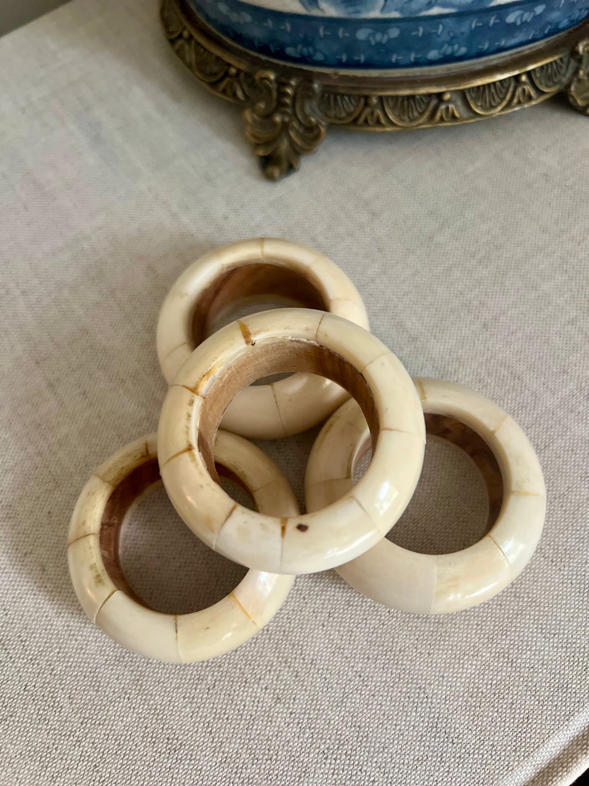 Set of Four Bone Napkin Rings