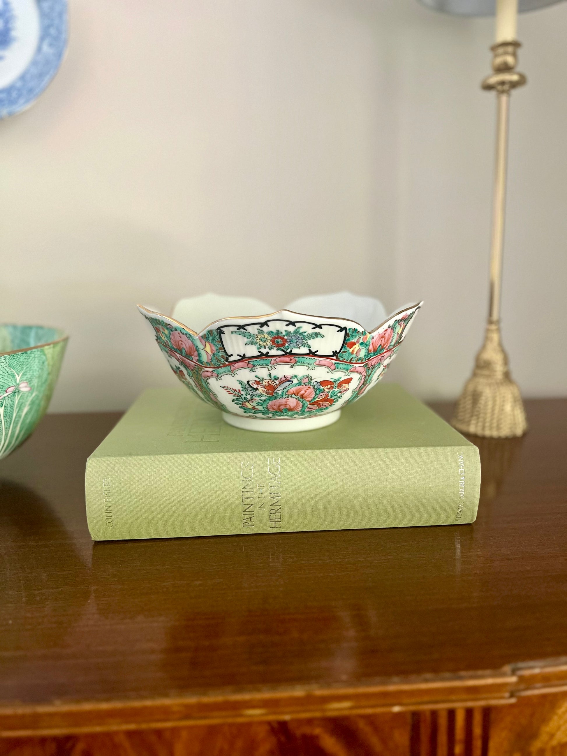 Vintage Rose Canton Lotus Bowl