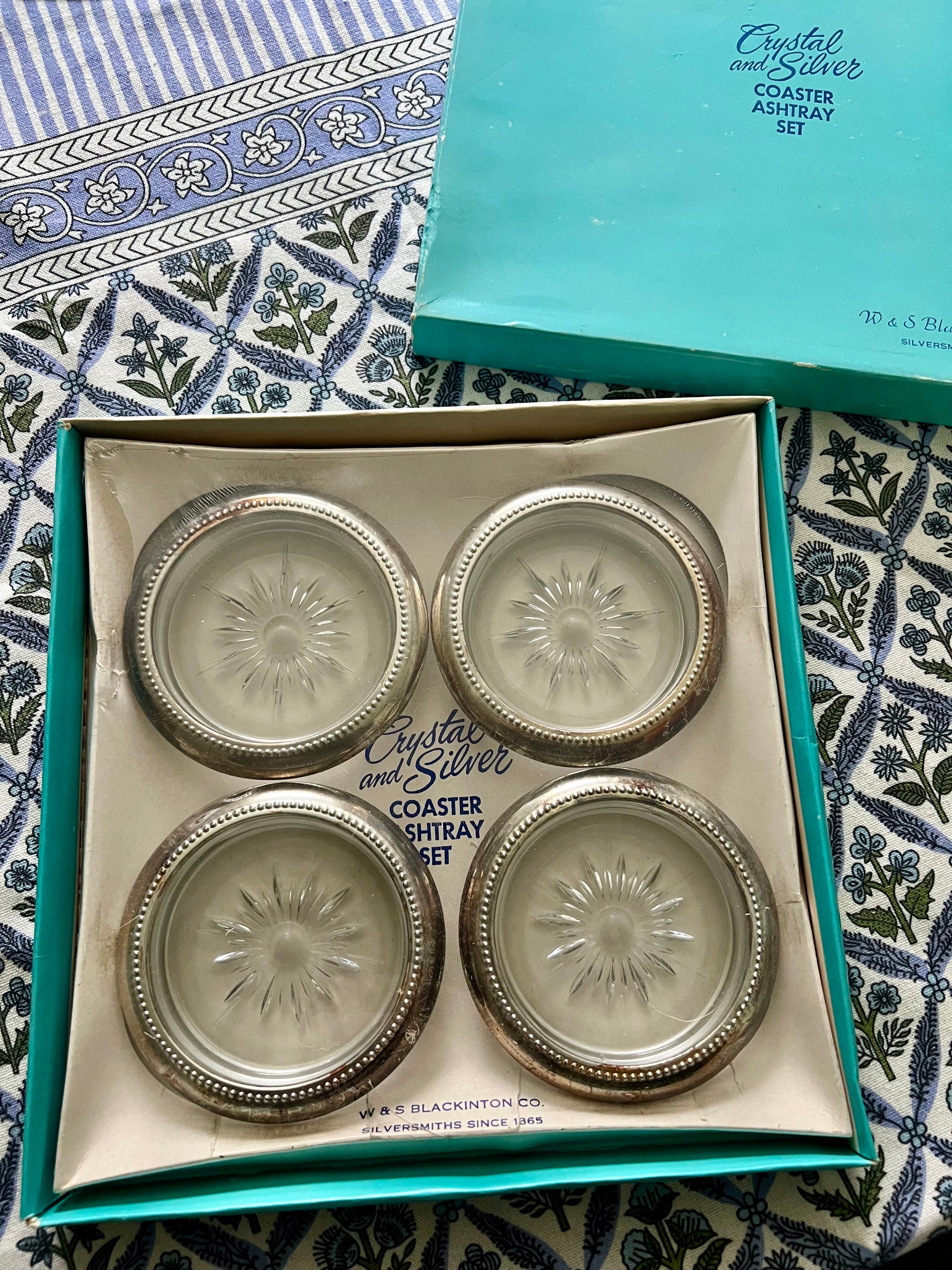 Crystal and Sterling Silver Coasters in Original Packaging
