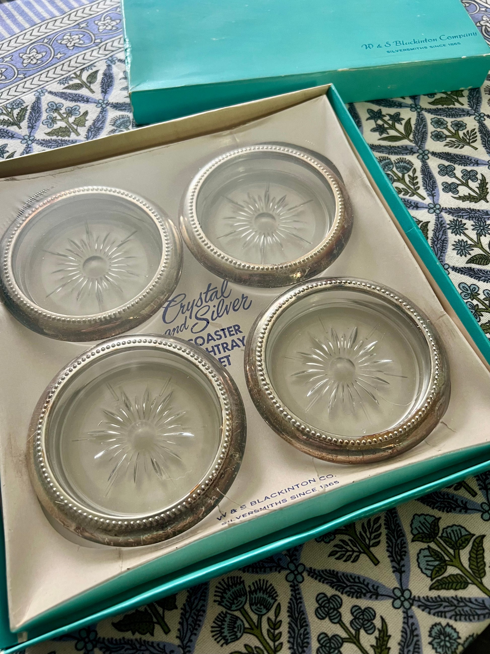 Crystal and Sterling Silver Coasters in Original Packaging
