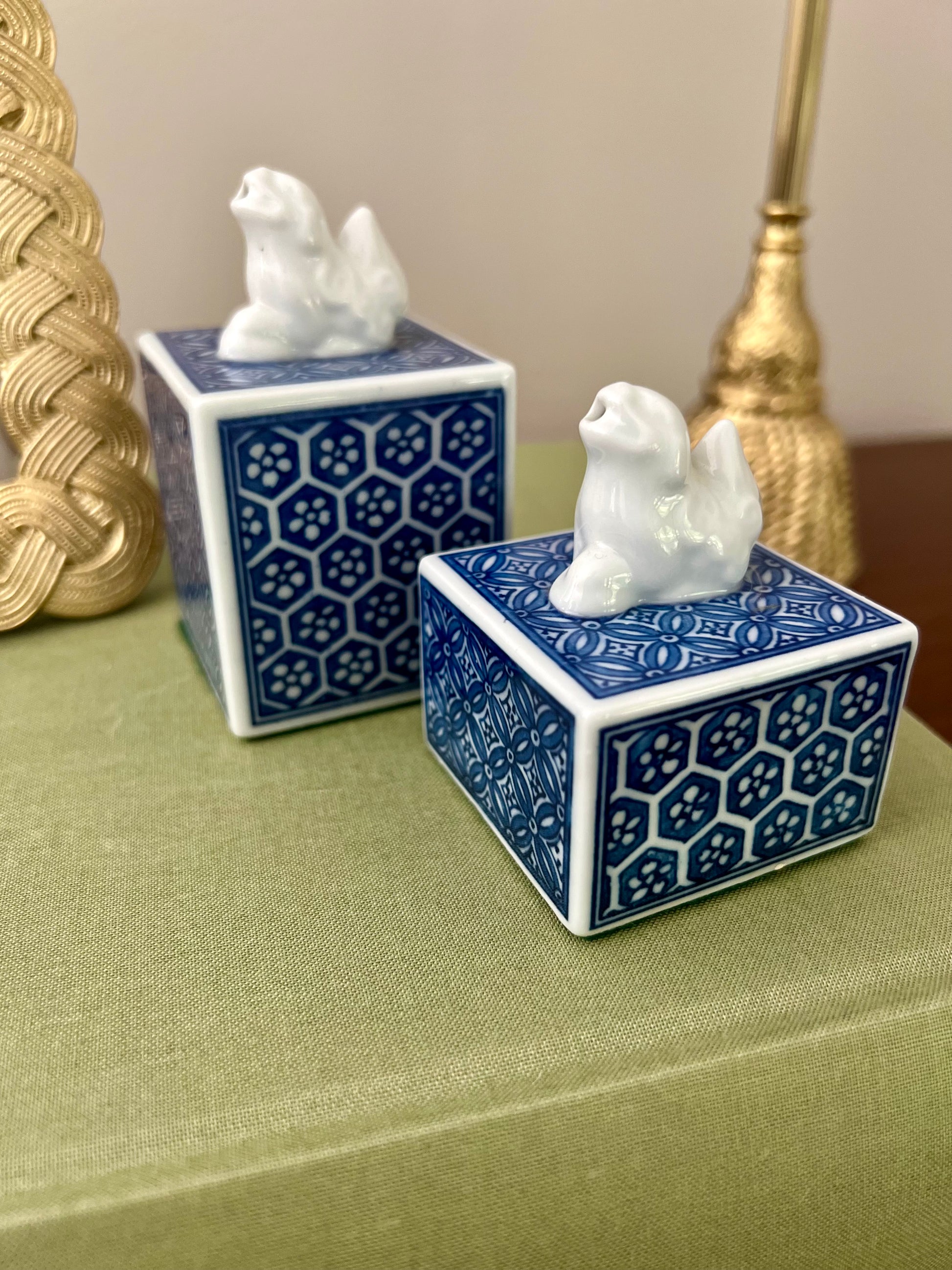 Pair of Foo Dog Calligraphy Water Droppers