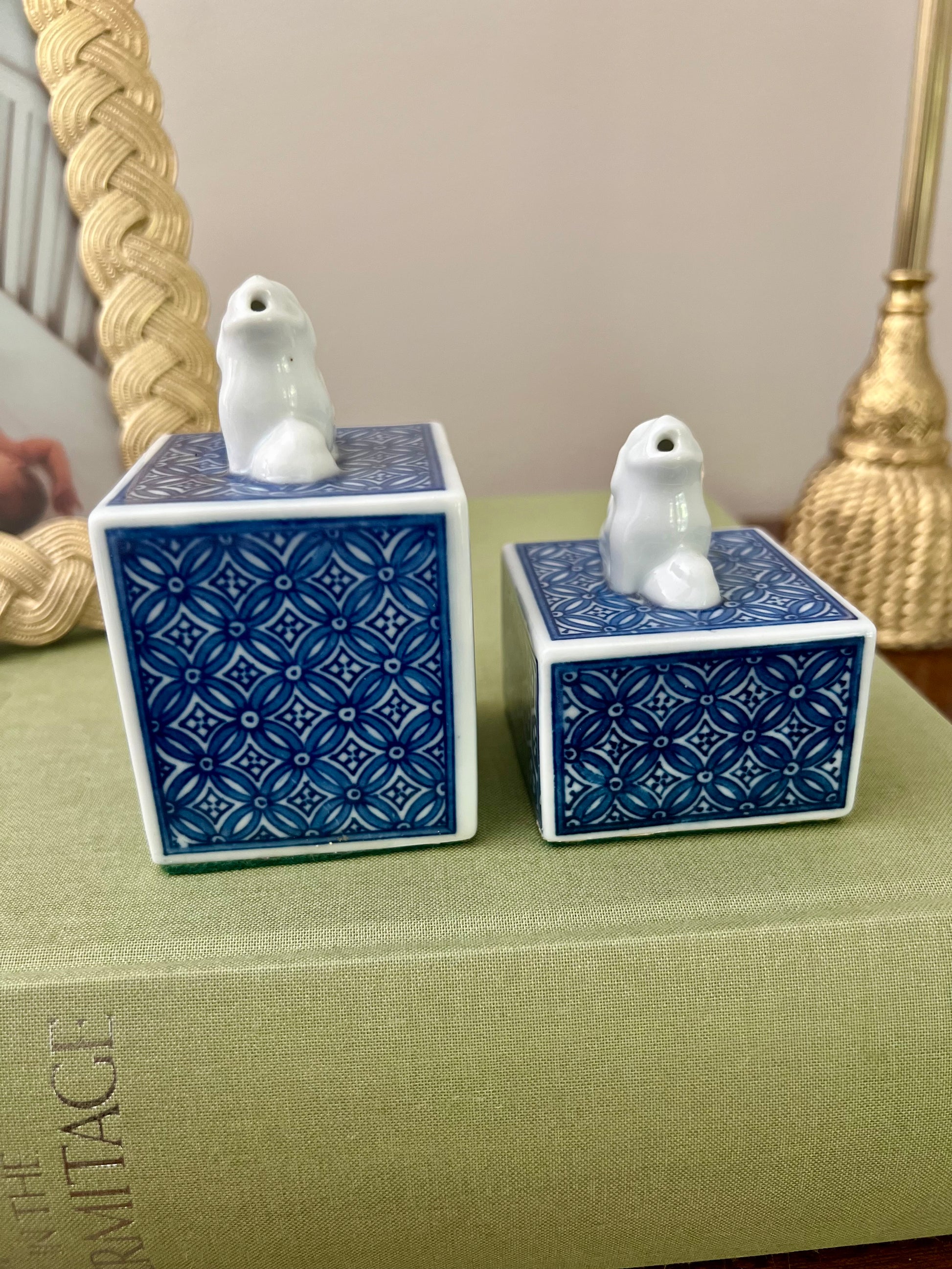 Pair of Foo Dog Calligraphy Water Droppers