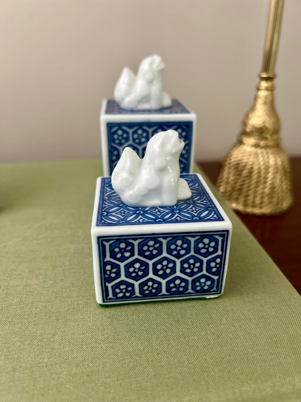 Pair of Foo Dog Calligraphy Water Droppers