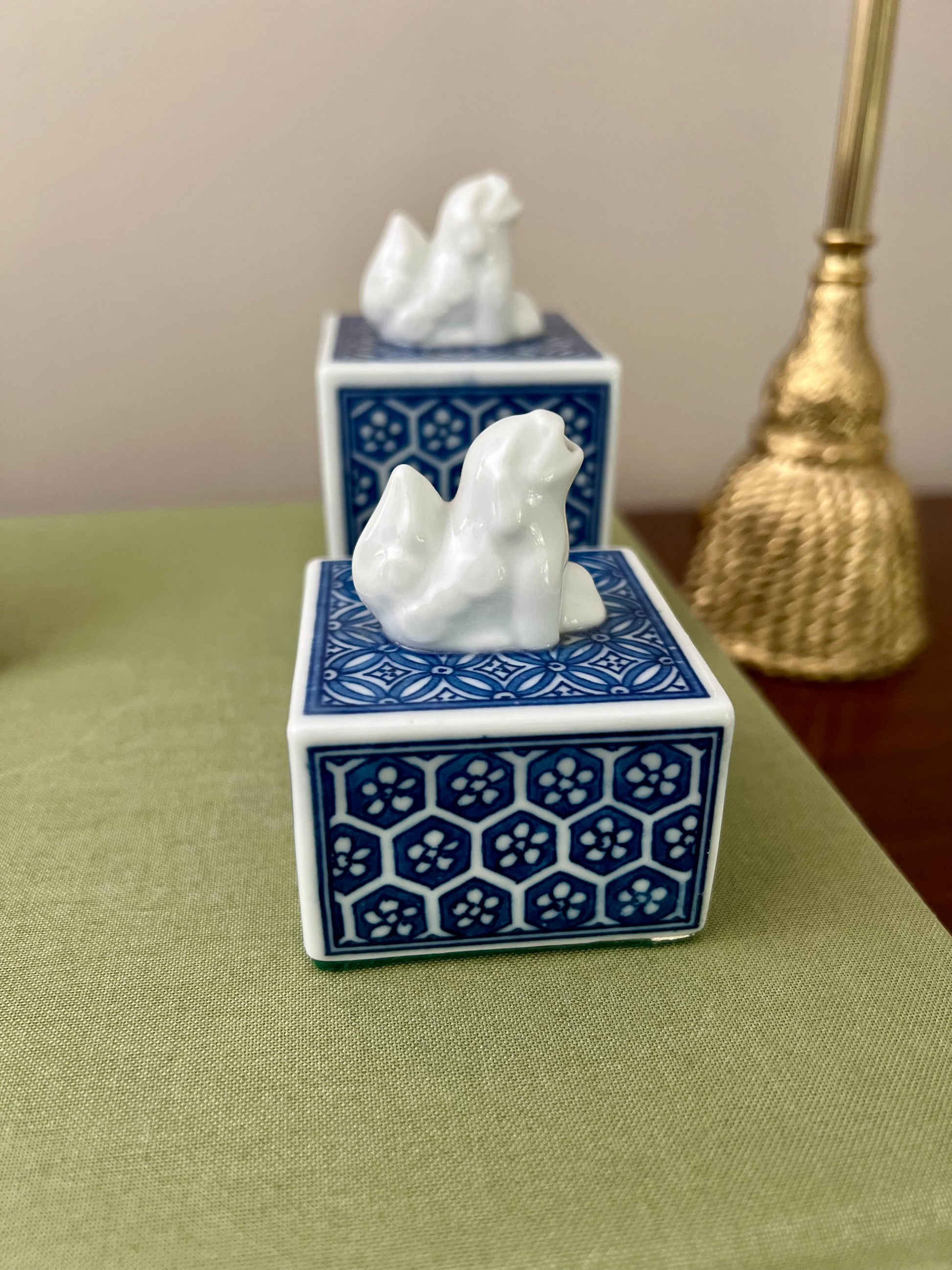 Pair of Foo Dog Calligraphy Water Droppers