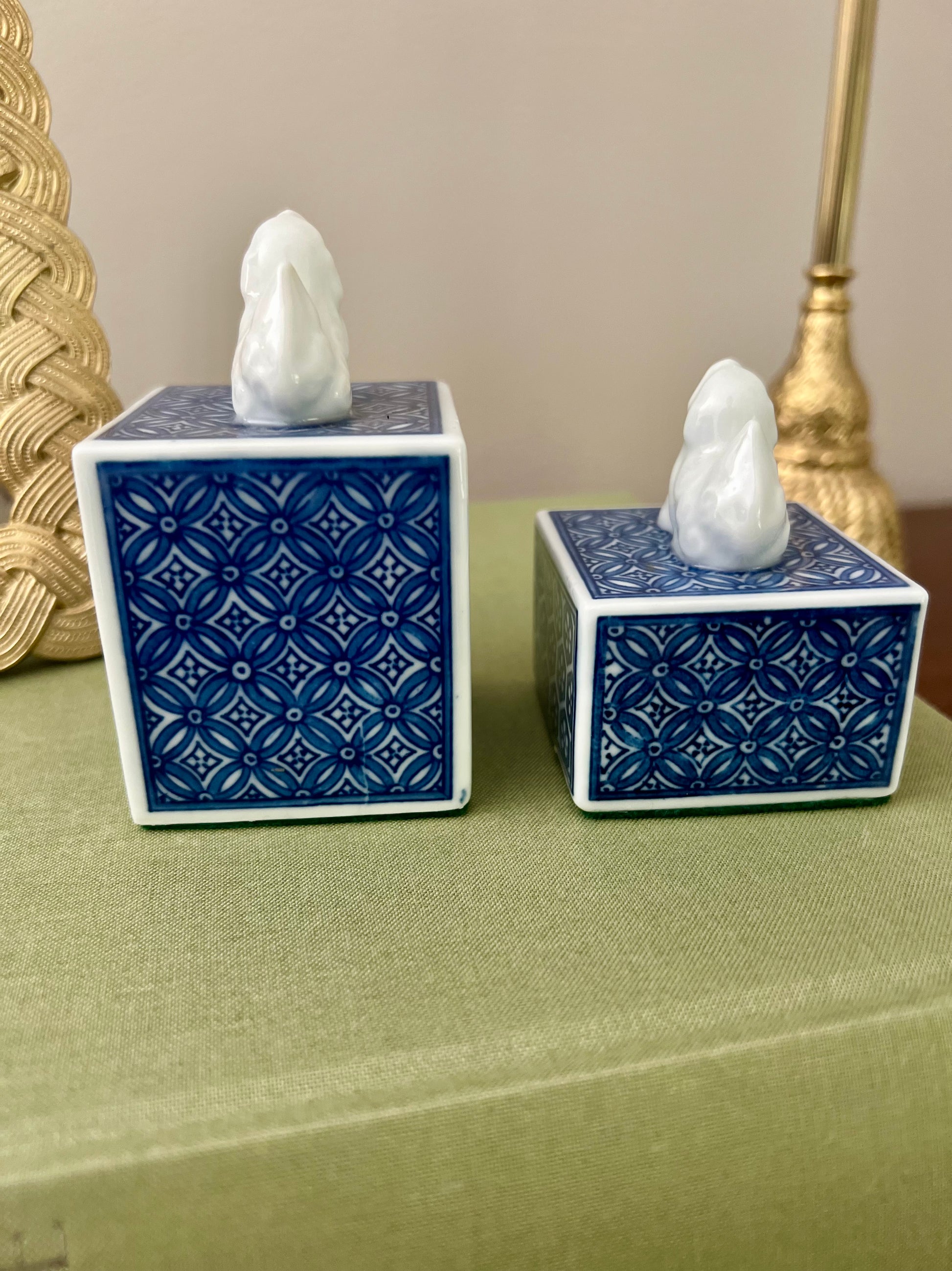 Pair of Foo Dog Calligraphy Water Droppers