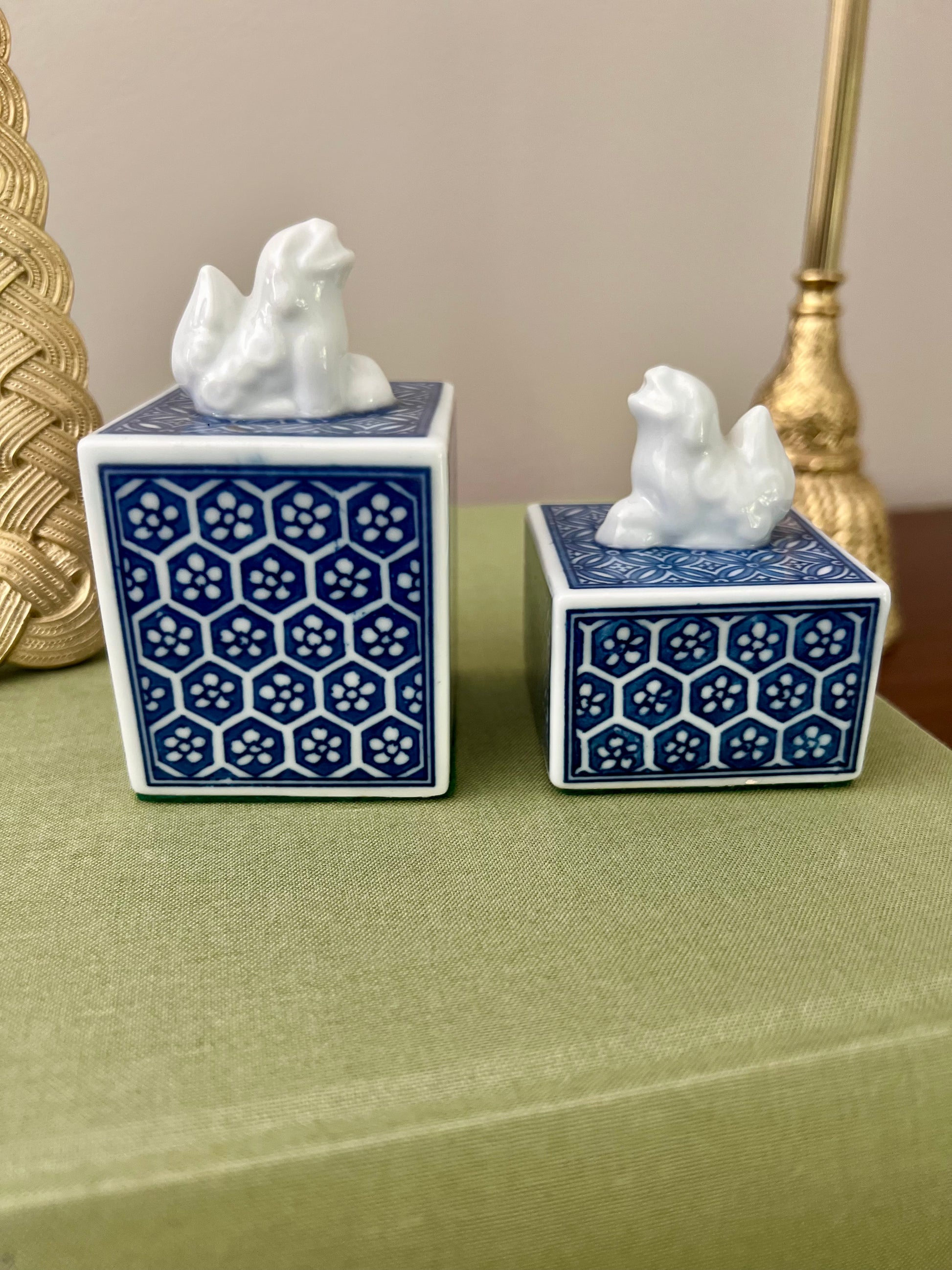 Pair of Foo Dog Calligraphy Water Droppers