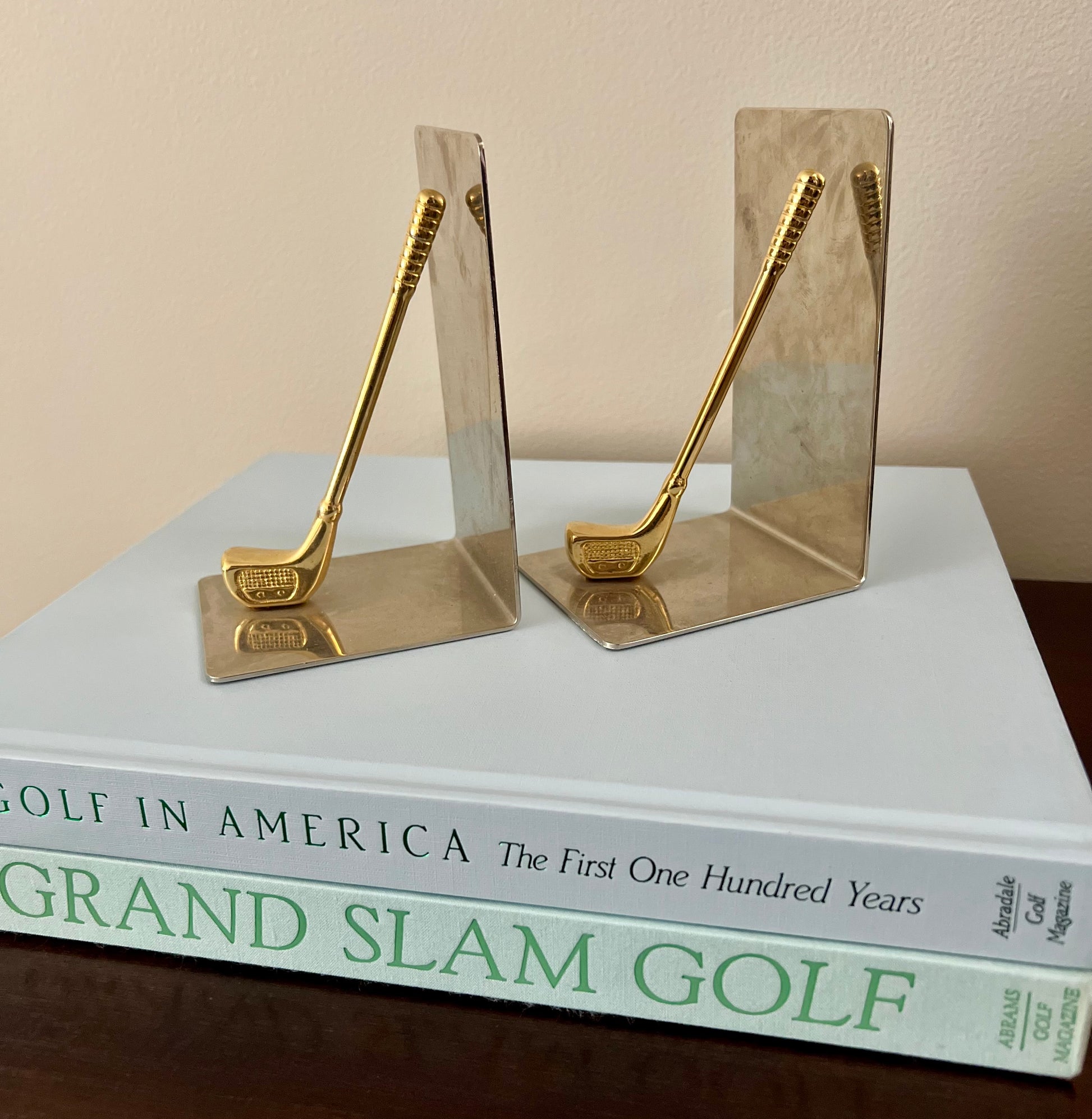 Brass and Chrome Golf Club Bookends