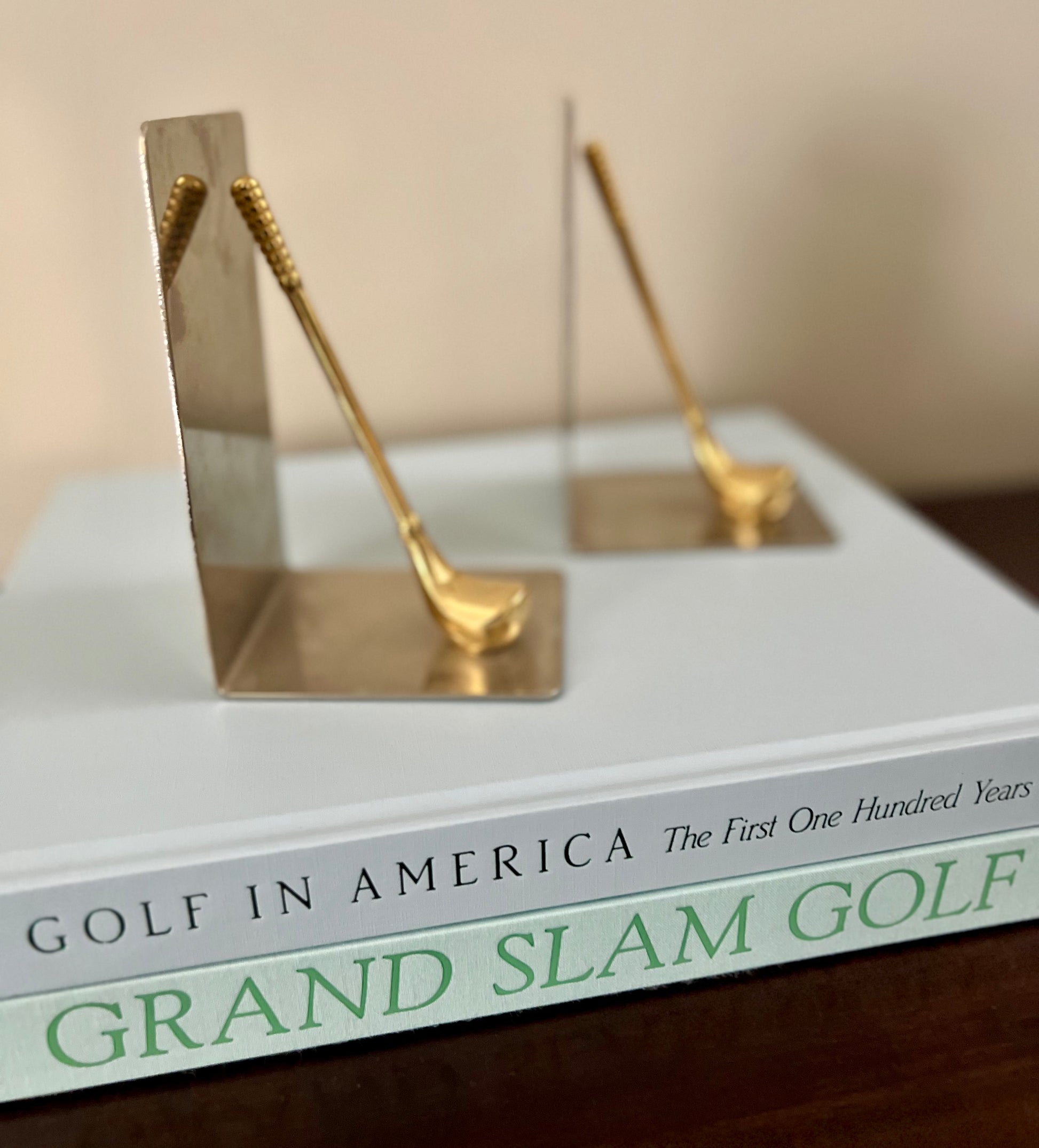 Brass and Chrome Golf Club Bookends