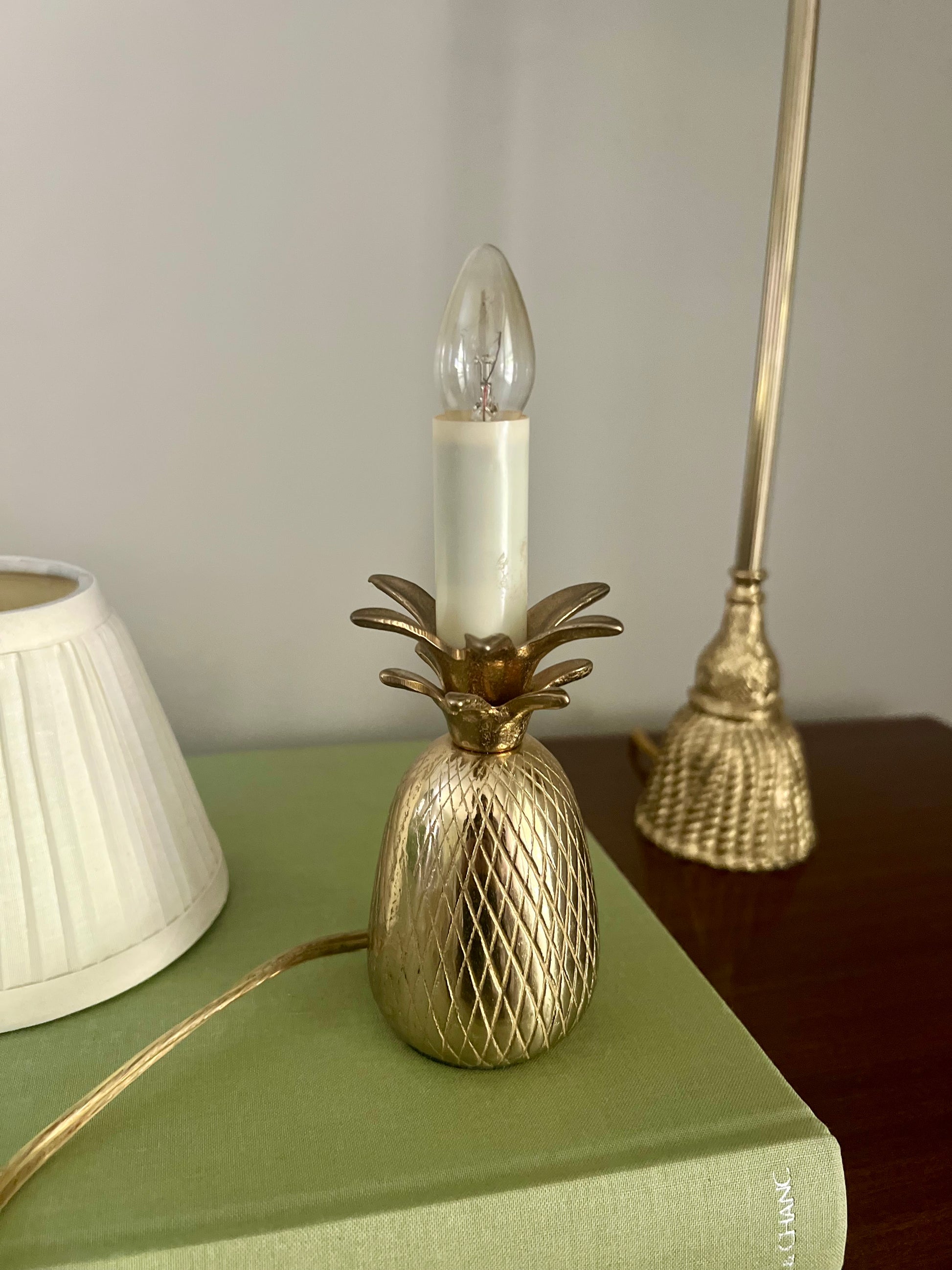 Brass Pineapple Lamp with Shade