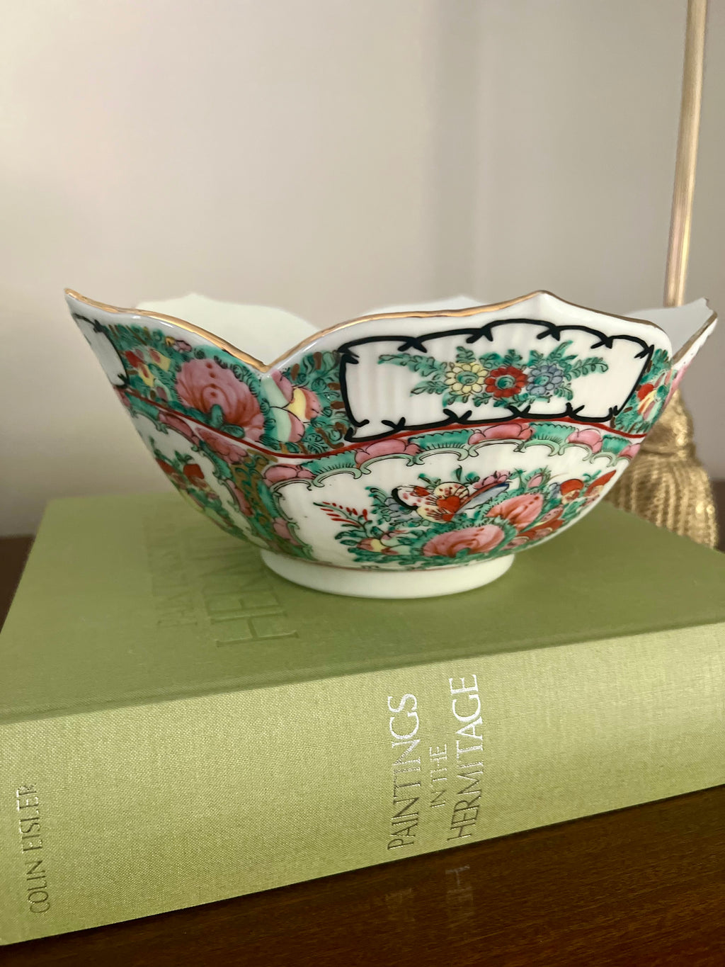 Vintage Rose Canton Lotus Bowl
