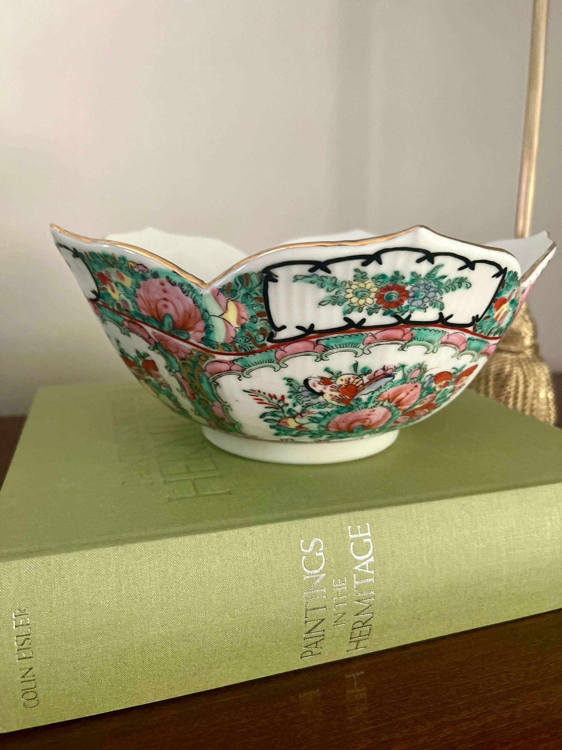 Vintage Rose Canton Lotus Bowl