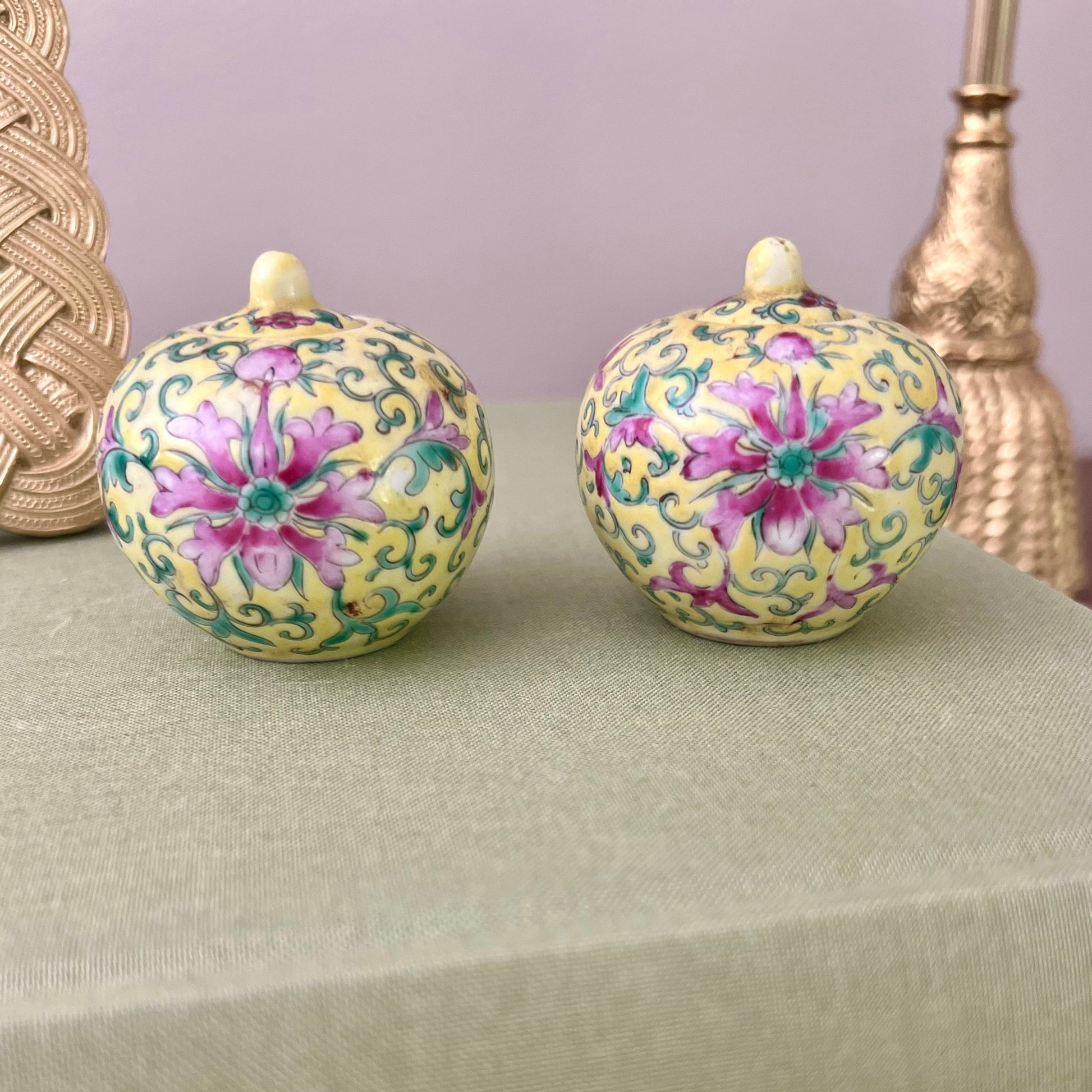 Pair of Mini Chinoiserie Ginger Jars