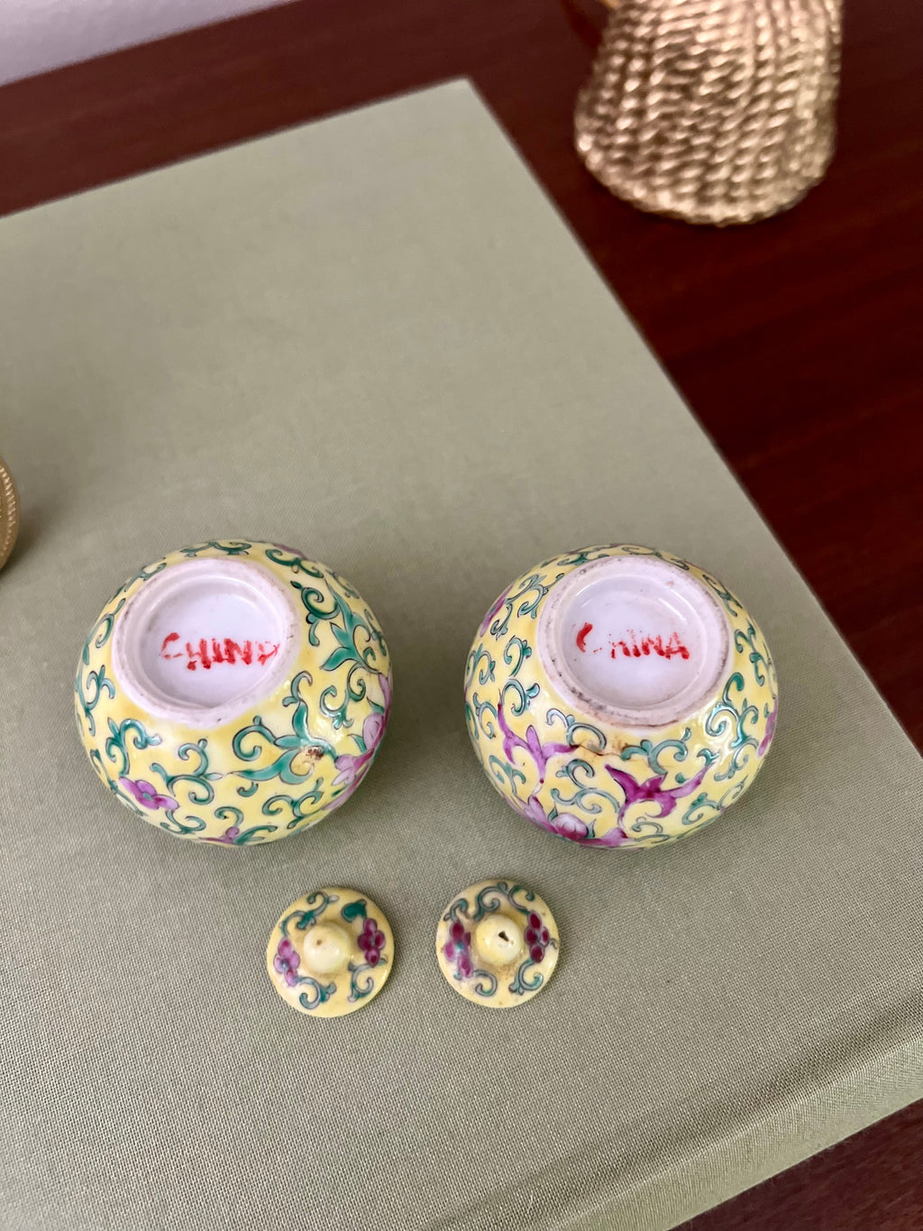 Pair of Mini Chinoiserie Ginger Jars