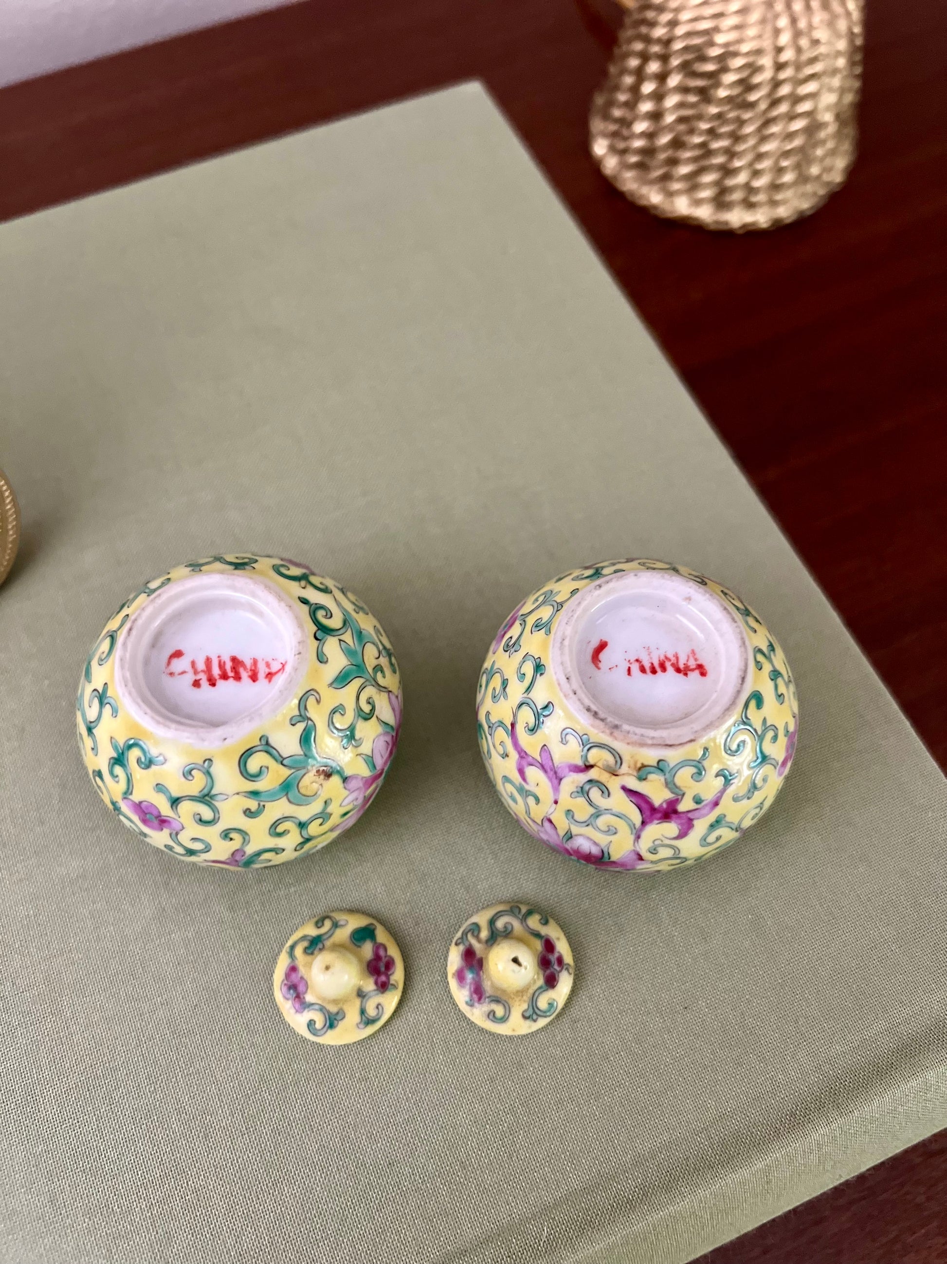 Pair of Mini Chinoiserie Ginger Jars
