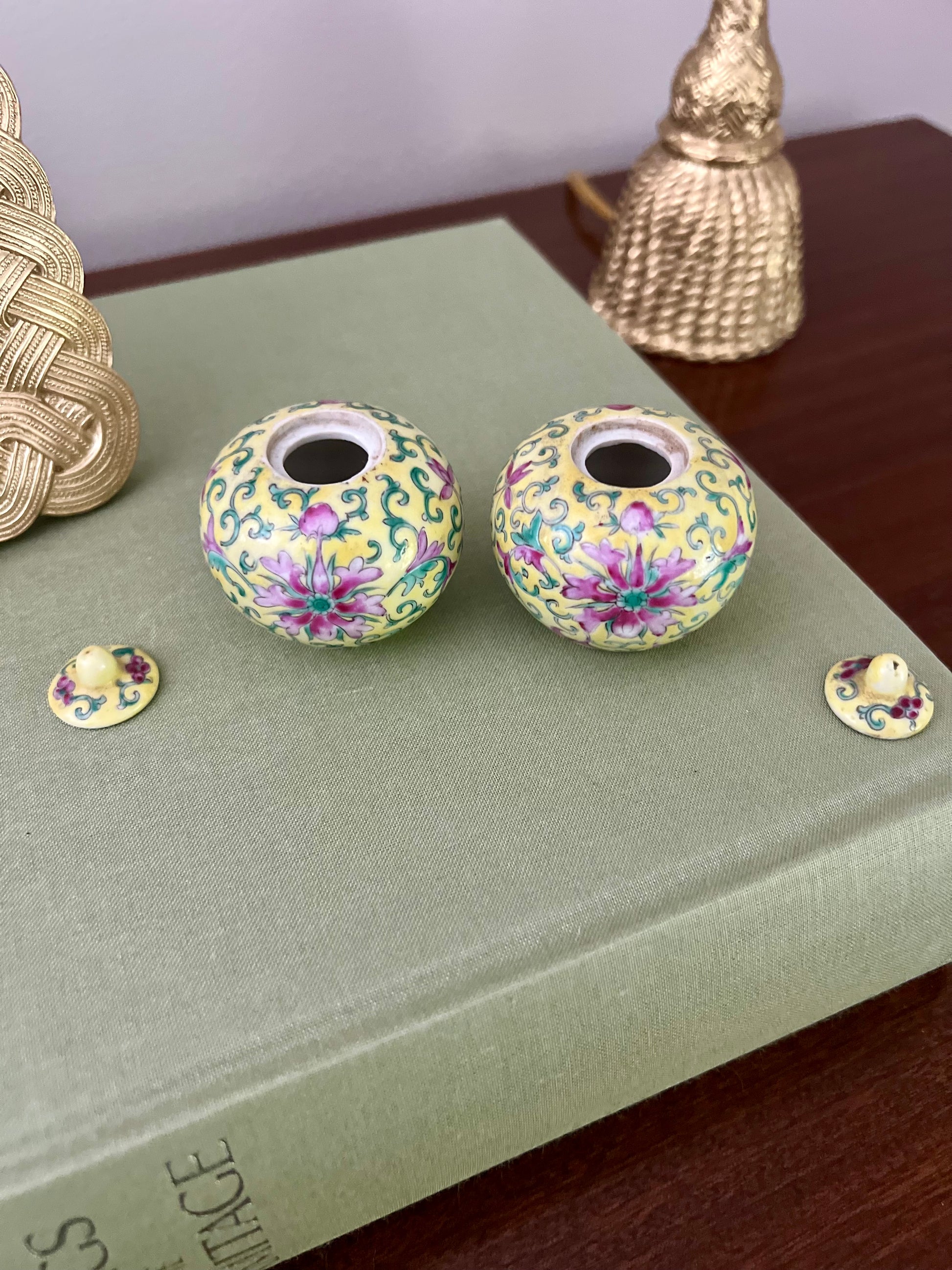 Pair of Mini Chinoiserie Ginger Jars