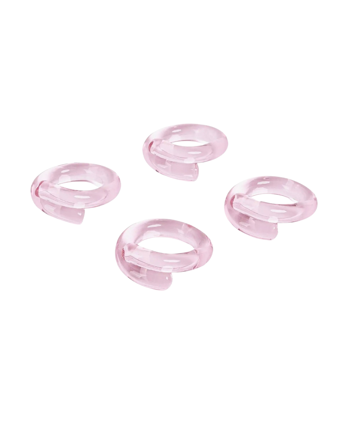 Pink Glass Napkin Rings, Set of 4