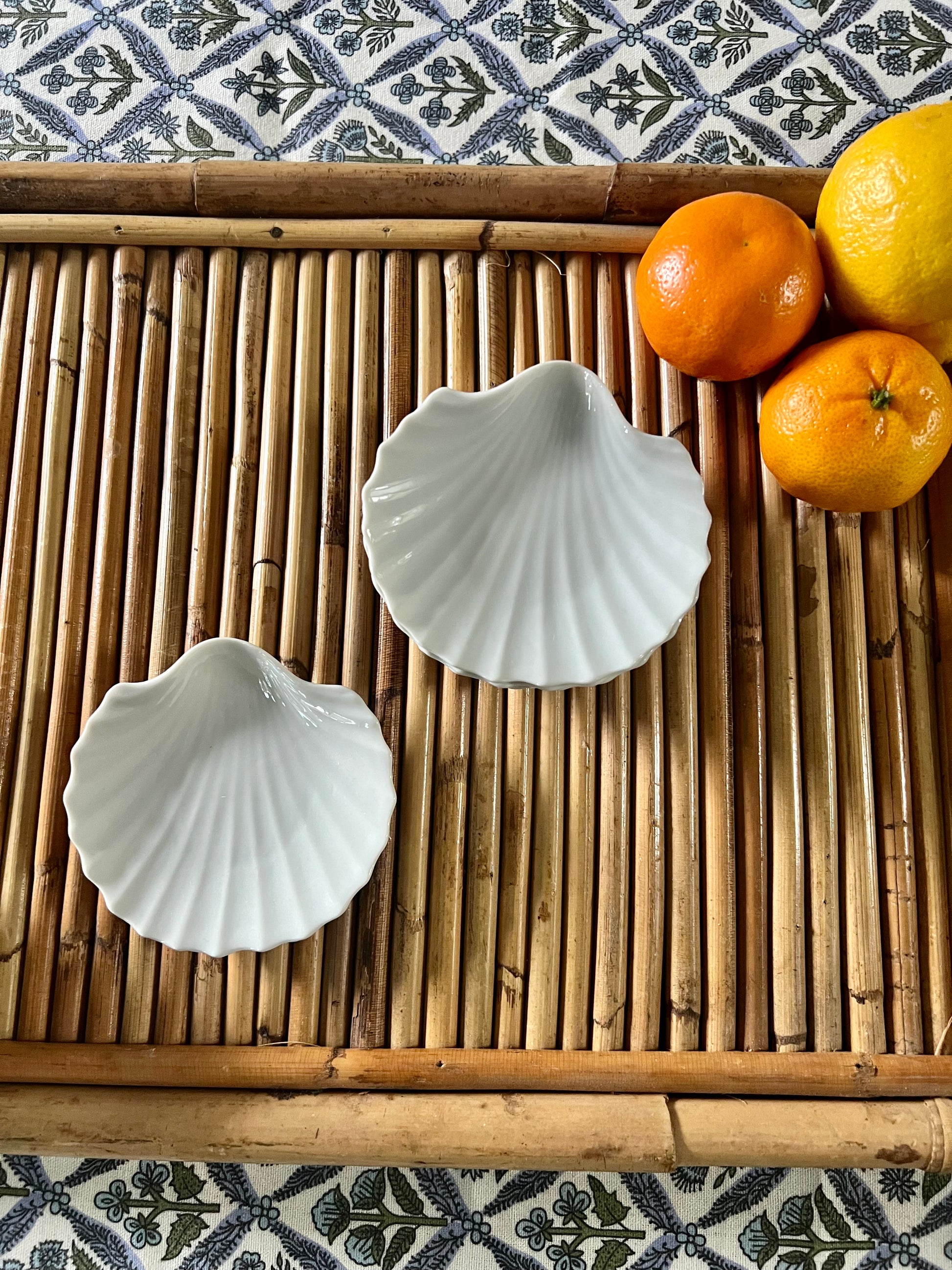Set of 8 White Shell Butter Pat Dishes